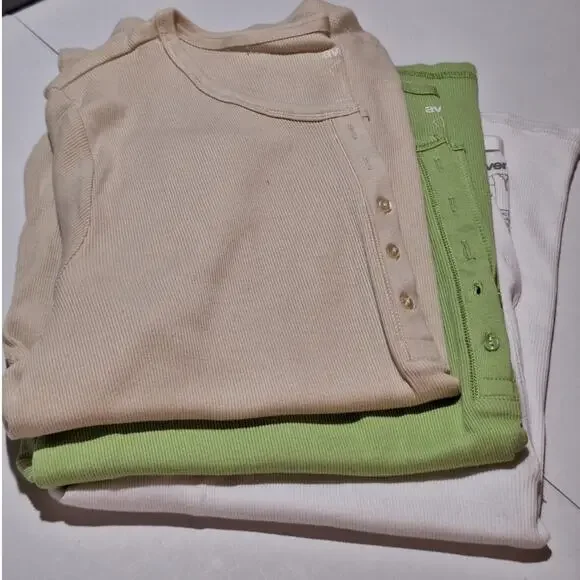 NWT Set of 3 Avenue Henley Shirts Women's 3X 22/24 Classic Basic Staple Normcore - Picture 1 of 6